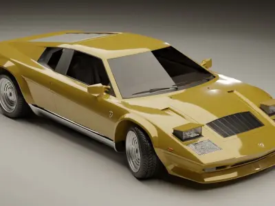 80s-70s mid-engine supercar  Low-poly 3D model