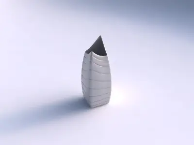 Vase double arc rectangle with smooth horizontal dents 3D print model