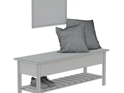 Park City Farmhouse 48 Inch Storage Bench Shelf for shoes 3D model