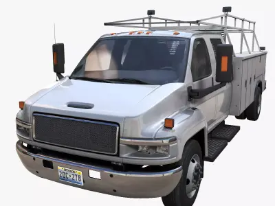 Crewcab service truck Low-poly 3D model