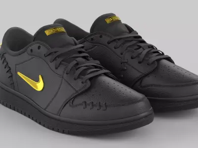 Air Jordan 1 Low Method of Make Black Metallic Gold  Low-poly 3D model