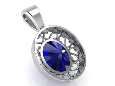 Oval Engraving Pendant 0643 3D print model