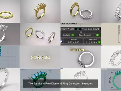The Band and Row Diamond Ring Collection 3D Model Pack