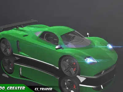 Lowpoly Pagani Zonda Racing Car 3D Model Low-poly 3D model