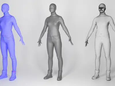 Young pretty woman casual style 163 Low-poly 3D model