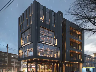 Modern Restaurant Full Design-Exterior and interior 3D model