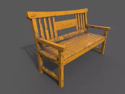 Old Street Bench Low-poly 3D model