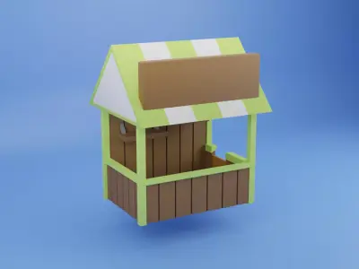 Festival Carnival Stands Low Poly Low-poly 3D model