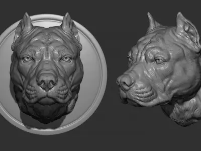 Pitbull gloomy head 3D print model