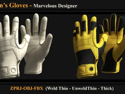 3 Men Gloves 3D model
