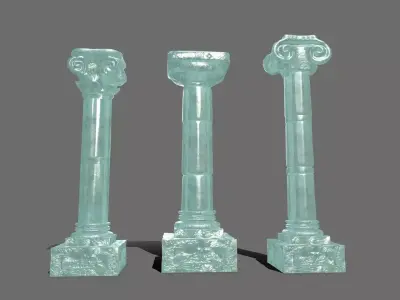 Pillar Set three pillars made of glass Low-poly 3D model