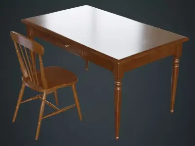 Table And Chair 2A Low-poly 3D model