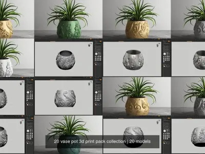 20 vase pot 3d print pack collection