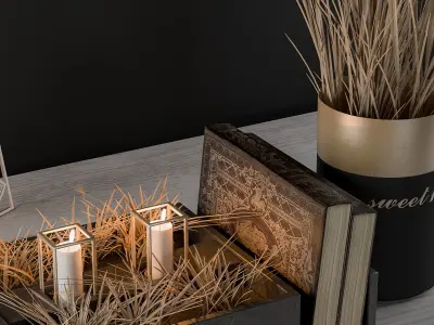 Decorative Black and Gold with Wheat 3D model