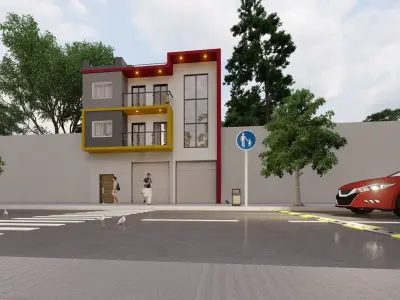 contemporary house  Low-poly 3D model