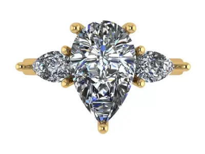 beautiful trinity solitaire ring 3ct center  3D print model