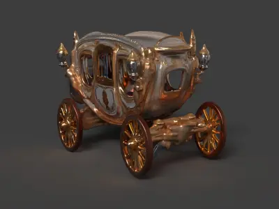Chinese ancient carriage figure Low-poly 3D model