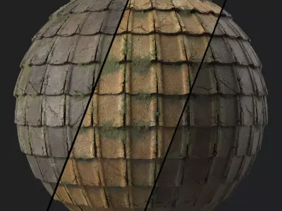 Roof Tile Materials 110- Concrete Roofing - Sbsar Seamless Pbr  Texture