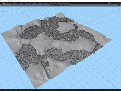 3x3 km Blender City Downtown Skyscraper Street 18 - DAY Low-poly 3D model