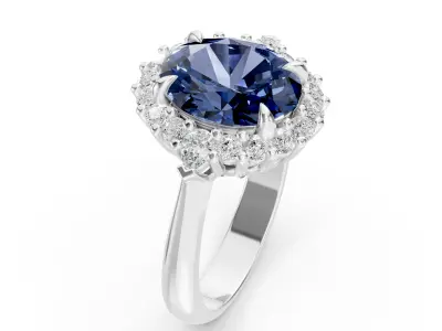 Sapphire Halo Ring 3D print model