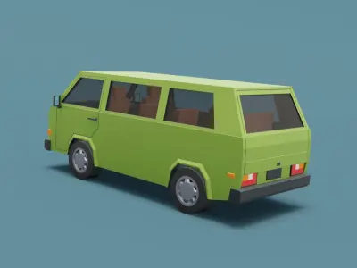Stylized Cartoon Europe Van Game Asset Low-poly 3D model