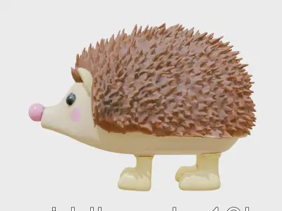 Hedgehog Coat Rack Cartoon Toy with Umbrella Stand Boots Low-poly 3D model