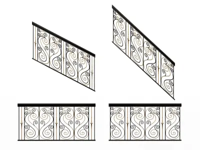 Railing Balcony and  Footbridge Collection Low-poly 3D model