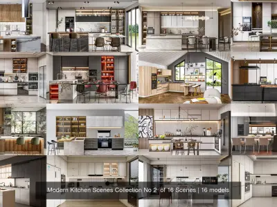 Modern Kitchen Scenes Collection No 2  of 16 Scenes