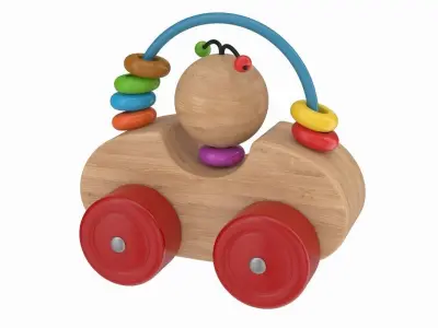 Wooden Car Low-poly 3D model