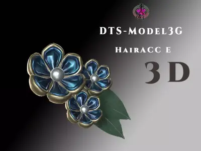 DTS-Model3G-HairAcc-E flower brooch Low-poly 3D model