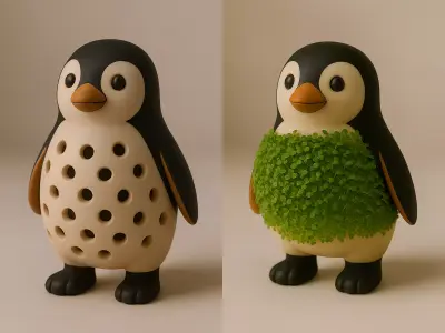 Penguin Sprouter Seed Chia Radish Lentil Germinator toy 3D print model