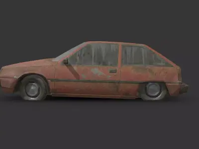 031 Abandoned Car - Mitsubishi Colt Hatchback Low-poly 3D model