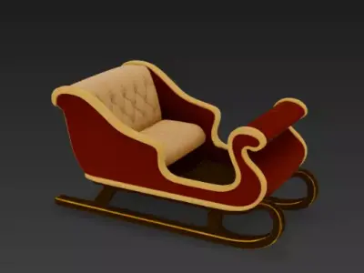 Luxury Christmas Sleigh - Quilted Leather Seat - PBR Low-poly 3D model
