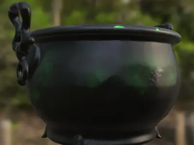 Witchs Bubbling Cauldron Low-poly 3D model