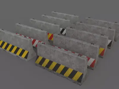 PBR Concrete Barrier V3 Low-poly 3D model