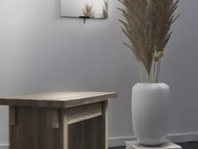 White wooden table Free 3D model