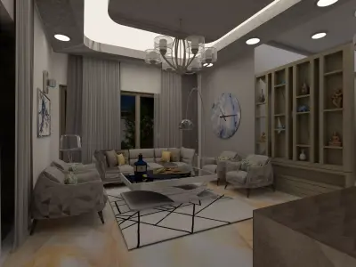 luxury drawing room or hall 3D model