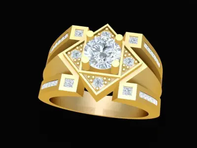 Luxury Geometric Diamond Men Ring 3D Model   2008 3D print model