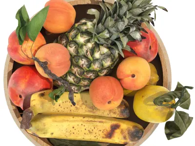bowl of tropical fruits 05 3D model