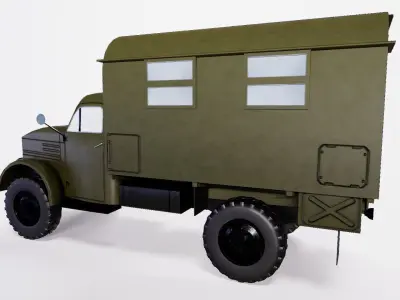 GAZ-63 car with insulated kung mod 1960 year Low-poly 3D model