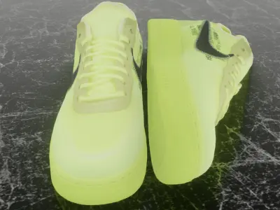 NIKE AIR FORCE 1 LOW VOLT YELLOW 3D SHOES Low-poly 3D model