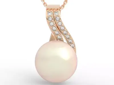 Luxury Pearl Diamond Twist Pendant 3D print model