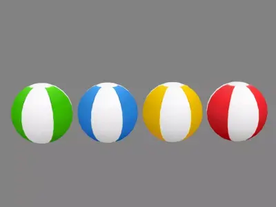 4 colored volleyballs Low-poly 3D model