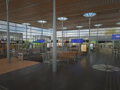 Realistic Railway train Station 3D Model  3D model