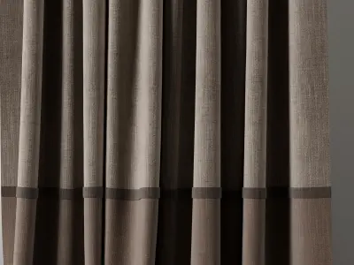 curtain with rod 03 Low-poly 3D model