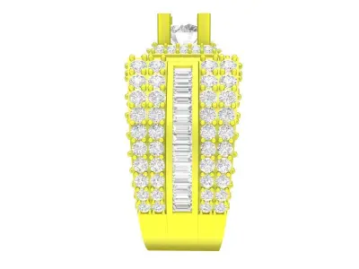 A7701 Korean Style Baguette Diamond Men Ring 3D Print 3D print model