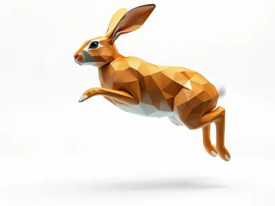 Dynamic Polygonal Hare Sculpture model pack Low-poly 3D model