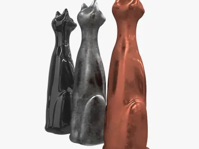 Highest metal figurines of cats Low-poly 3D model