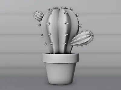Stylized Potted Cactus - Low Poly Game and Print Asset 3D model