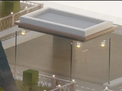 Lowpoly Modular City Street 3D model